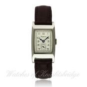 A GENTLEMAN`S STAINLESS STEEL LONGINES RECTANGULAR WRISTWATCH CIRCA 1930s D: Silver dial with