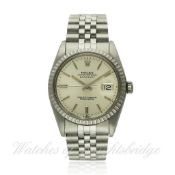 A GENTLEMAN`S STAINLESS STEEL ROLEX OYSTER PERPETUAL DATEJUST BRACELET WATCH DATED 1987 REF. 16000