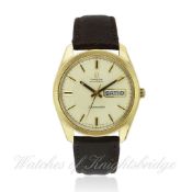 A GENTLEMAN`S 9CT SOLID GOLD OMEGA SEAMASTER DAY DATE WRISTWATCH CIRCA 1970, REF. 166.5032 D: Silver