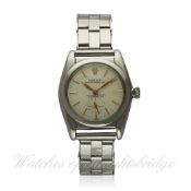 A GENTLEMAN`S STAINLESS STEEL ROLEX OYSTER PERPETUAL "BUBBLE BACK" CHRONOMETER BRACELET WATCH