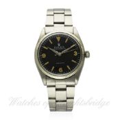 A GENTLEMAN`S STEEL & WHITE GOLD ROLEX OYSTER PERPETUAL BRACELET WATCH CIRCA 1957, REF. 6567 D: