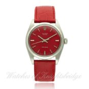 A GENTLEMAN`S STAINLESS STEEL ROLEX OYSTER PRECISION WRISTWATCH CIRCA 1970, REF. 6426 D: Red dial