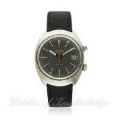 A GENTLEMAN`S STAINLESS STEEL OMEGA CHRONOSTOP WRISTWATCH CIRCA 1969, REF. 146.009 D: Grey dial with