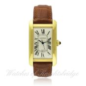 A GENTLEMAN`S 18K SOLID GOLD CARTIER TANK AMERICAINE AUTOMATIC WRISTWATCH CIRCA 2005, REF. 1740 WITH