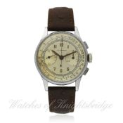 A GENTLEMAN`S HYDEPARK CHRONOGRAPH WRISTWATCH CIRCA 1940s D: Two tone silver dial with applied
