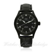 A GENTLEMAN`S CUSTOM BLACK PVD COATED STAINLESS STEEL IWC MARK XVI AUTOMATIC WRISTWATCH CIRCA