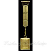 A 18K SOLID GOLD ESKA POCKET WATCH CIRCA 1970, REF 54853 WITH A SOLID GOLD CHATELAINE IN A TIFFANY &