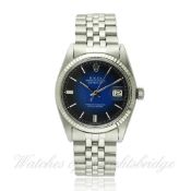 A GENTLEMAN`S STAINLESS STEEL & WHITE GOLD ROLEX OYSTER PERPETUAL DATEJUST BRACELET WATCH CIRCA