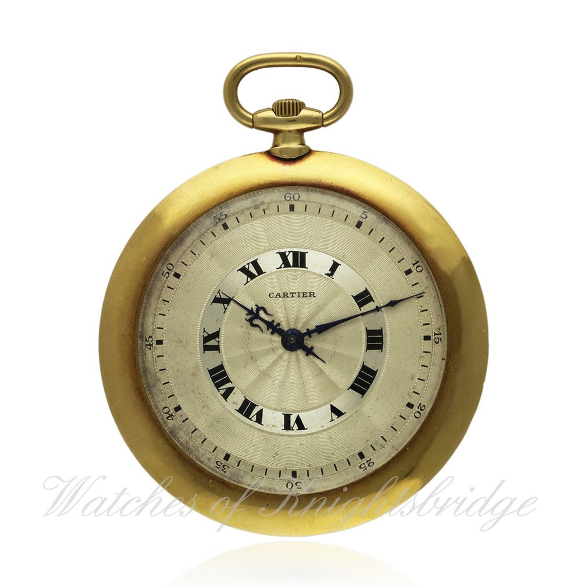 A FINE & RARE GENTLEMAN`S 18K SOLID GOLD CARTIER EUROPEAN WATCH & CLOCK CO POCKET WATCH CIRCA 1922