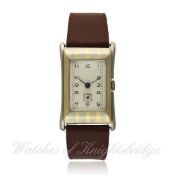 A GENTLEMAN`S 9CT SOLID WHITE & YELLOW GOLD "BRANCARD" WRISTWATCH CIRCA 1930s D: Silver dial with