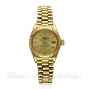 A LADIES 18K SOLID GOLD ROLEX OYSTER PERPETUAL DATEJUST PRESIDENT BRACELET WATCH CIRCA 1977, REF.