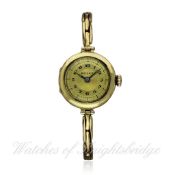 A LADIES 18K SOLID GOLD ROLEX BRACELET WATCH CIRCA 1920s D: Champagne colour dial with applied