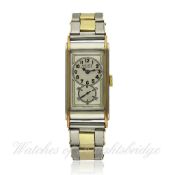 A RARE GENTLEMAN`S STEEL & GOLD ROLEX PRINCE "RAILWAY" WRISTWATCH CIRCA 1930s REF. 1768 D: Two