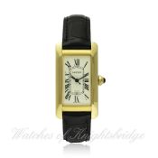 A GENTLEMAN`S 18K SOLID GOLD CARTIER TANK AMERICAINE AUTOMATIC WRISTWATCH CIRCA 2005, REF. 2483 WITH