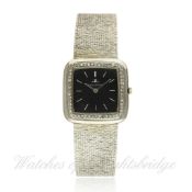 A FINE GENTLEMAN`S 18K SOLID WHITE GOLD & DIAMOND JAEGER LECOULTRE BRACELET WATCH CIRCA 1970s   D: