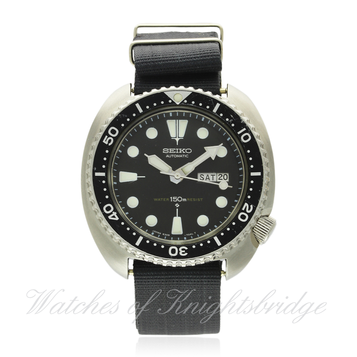 A GENTLEMAN`S STAINLESS STEEL SEIKO DIVERS 150M AUTOMATIC WRIST WATCH CIRCA 1970s, REF. 6309-7040 D: