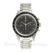 A RARE GENTLEMAN`S STAINLESS STEEL OMEGA SPEEDMASTER CHRONOGRAPH BRACELET WATCH CIRCA 1962, REF.