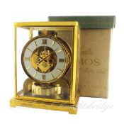 A LECOULTRE ATMOS CLOCK CIRCA 1950s WITH ORIGINAL OUTER BOX Silver dial with applied Roman