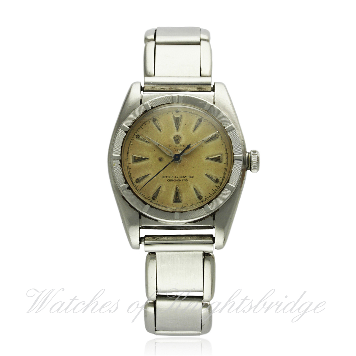 A GENTLEMAN`S STAINLESS STEEL ROLEX OYSTER PERPETUAL ``BUBBLE BACK`` CHRONOMETER WRIST WATCH CIRCA