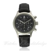 A GENTLEMAN`S STAINLESS STEEL MILITARY STYLE IWC DER FLIEGER CHRONOGRAPH WRIST WATCH CIRCA 1990s