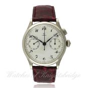 A RARE GENTLEMAN`S STAINLESS STEEL OMEGA SINGLE BUTTON 33.3 CHRONOGRAPH WRIST WATCH CIRCA 1939, REF.