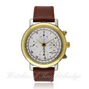 A GENTLEMAN`S STEEL & GOLD LE GUET GRAND CHRONO 2690 AUTOMATIC MOONPHASE CALENDAR CHRONOGRAPH