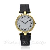 A GENTLEMAN`S 18K SOLID GOLD CARTIER VENDOME WRIST WATCH CIRCA 1990s, REF. 881001 D: White dial with