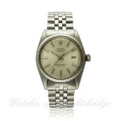 A GENTLEMAN`S STAINLESS STEEL ROLEX OYSTER PERPETUAL DATEJUST BRACELET WATCH CIRCA 1966, REF. 1603