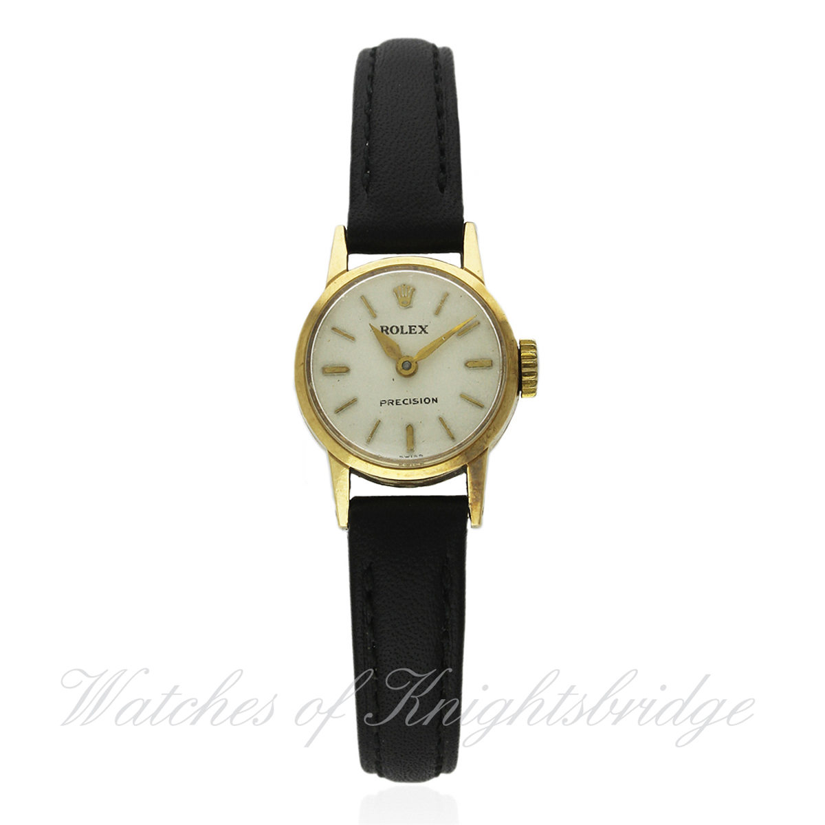 A LADIES 9CT SOLID GOLD ROLEX PRECISION WRIST WATCH CIRCA 1960s, REF. 9168 D: Silver dial with