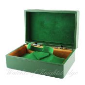 A RARE ``COOFIN`` SHAPED ROLEX WRIST WATCH BOX CIRCA 1960s, BREVET NO 247509 Green leather case,