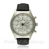 A GENTLEMAN`S STAINLESS STEEL IWC FLIEGERUHR SPITFIRE CHRONOGRAPH WRIST WATCH DATED 2009, REF.