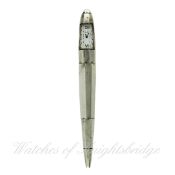 A RARE SOLID SILVER DUNHILL WATCH PEN Ballpoint pen, signed, hallmarked & numbered, quartz watch