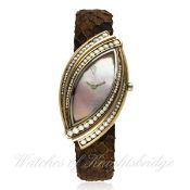 A LADIES GOLD PLATED & DIAMOND VICTORIA GENEVE WRIST WATCH CIRCA 2008 D: Pink mother of pearl