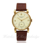 A FINE GENTLEMAN`S 18K SOLID GOLD VACHERON & CONSTANTIN WRIST WATCH CIRCA 1950s D: Silver dial