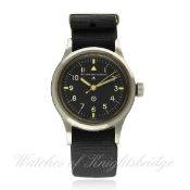 A GENTLEMAN`S STAINLESS STEEL BRITISH MILITARY R.A.F. IWC MARK 11 PILOT`S WRIST WATCH DATED 1948