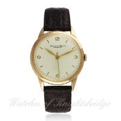 A FINE GENTLEMAN`S 18K SOLID ROSE GOLD IWC SCHAFFHAUSEN WRIST WATCH CIRCA 1950s, REF. 604 D: