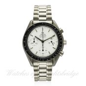 A RARE GENTLEMAN`S STAINLESS STEEL OMEGA SPEEDMASTER AUTOMATIC CHRONOGRAPH BRACELET WATCH CIRCA