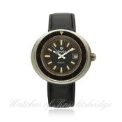 A GENTLEMAN`S STAINLESS STEEL NIVADA ANTARTIC WRIST WATCH CIRCA 1970 D: Black dial with applied