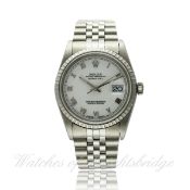A GENTLEMAN`S STAINLESS STEEL ROLEX OYSTER PERPETUAL DATEJUST BRACELET WATCH DATED 1998, REF.