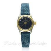 A LADIES STAINLESS STEEL & SOLID GOLD ROLEX OYSTER ZEPHYR WRIST WATCH CIRCA 1967, REF. 6619 D: