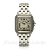 A GENTLEMAN`S STAINLESS STEEL CARTIER PANTHERE ``JUMBO`` BRACELET WATCH CIRCA 1990s, REF. 1300 0