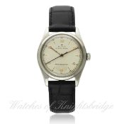 A GENTLEMAN`S STAINLESS STEEL ROLEX OYSTER ROYAL WRIST WATCH CIRCA 1945, REF. 4444 D: Silver dial