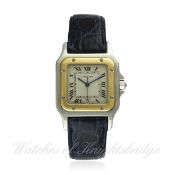 A GENTLEMAN`S STEEL & GOLD CARTIER SANTOS GALBEE WRIST WATCH CIRCA 2000, REF. 187901 D: Silver