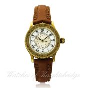 A RARE GENTLEMAN`S 18K SOLID GOLD LONGINES LINDBERGH HOUR ANGLE WRIST WATCH CIRCA 1989, WITH