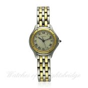 A LADIES STEEL & GOLD CARTIER PANTHERE RONDE BRACELET WATCH CIRCA 1990, REF. 119 000 D: Silver