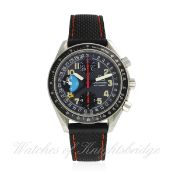 A GENTLEMAN`S STAINLESS STEEL OMEGA SPEEDMASTER AUTOMATIC TRIPLE CALENDAR CHRONOGRAPH WRIST WATCH