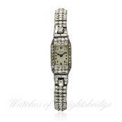 A FINE LADIES PLATINUM & DIAMOND BRACELET WATCH CIRCA 1930s D: Silver dial with applied Arabic