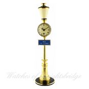 A RARE GILT METAL JAEGER LECOULTRE 8 DAY ALARM RUE DE LA PAIX ``STREET LAMP`` DESK CLOCK CIRCA 1960s