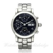 A GENTLEMAN`S STAINLESS STEEL MONTBLANC MEISTERSTUCK AUTOMATIC CHRONOGRAPH BRACELET WATCH CIRCA