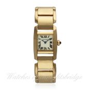 A LADIES 18K SOLID ROSE GOLD CARTIER TANKISSIME BRACELET WATCH CIRCA 2011, REF. 2801 D: Silver